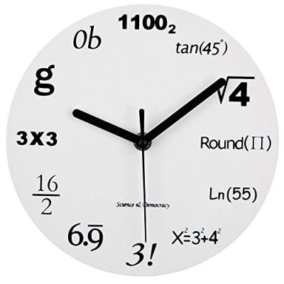 Image de Timelike Horloge murale unique au design moderne avec équations mathématiques simples pour marquer les heures, 8&quot;(20CM)