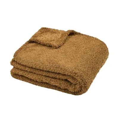 Image de Stof Plaid Taille 130x160 cm 100% Polyester Couleur Camel Modèle Montréal Couverture Doux Chaud Moelleux, uni