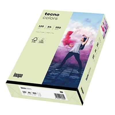 Image de inapa Tecno Colors Lot de 250 feuilles papier coloré Vert clair Format A4 120 g/m²