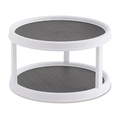 Image de Copco Lazy Susan 2555 0187 Plateau tournant antidérapant à 2 Niveaux Blanc/Gris 30,5 cm