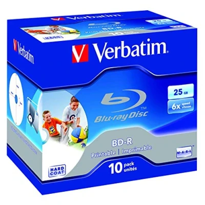 Image de VERBATIM 10 x BD R 25 Go 6x surface imprimable boîtier CD