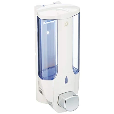Image de axentia Distributeur de Savon Mural 380 ml, Porte Liquide pour Salle Bain, Doseur Universel Liquide, Gel Douche, Shampoing 8,5 x 19 cm Blanc