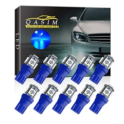 Image de Qasim 10x LED T10 W5W Ampoules 168 194 Bleu 5050 5 SMD para Feux de Dôme Intérieure Liseuses Cargo Éclairage la Plaque D&#039;immatriculation DC 12V