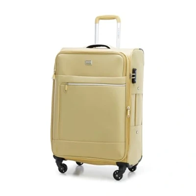 Image de WITTCHEN FUERTA Line Grande Valise Bagage Rigide Extensible Bagages en polypropylène à Rayures Brillantes 4 Roues Doubles Poignée télescopique Serrure TSA Taille L Beige