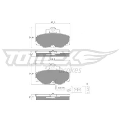 Image de TOMEX brakes TX 10 671 Jeu de plaquettes frein Essieu arrière contact signal d&#039;usure inclus FORD: Sierra Mk1 3/5 portes, Mk2 portes