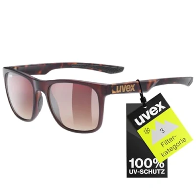 Image de uvex Lgl 42 Lunettes de Soleil pour Hommes et Femmes Effet Miroir Catégorie Filtre 3 Havanna Matt/Brown One Size