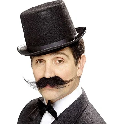 Image de Smiffys Moustache inspecteur vieille Angleterre, noir, fournie, autoadhésive