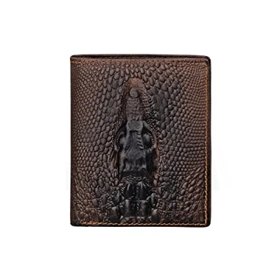 Image de Medifier Modèle de Crocodile Nouveau Portefeuille en Cuir Crédit Carte d&#039;identité Porte Monnaie Pliante Poches Format Portrait