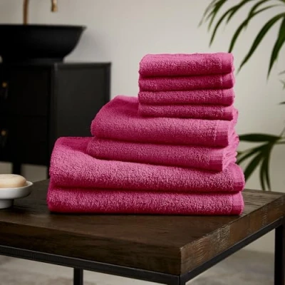 Image de Catherine Lansfield Lot de 8 Serviettes en Coton à séchage Rapide Rose Vif
