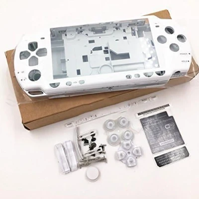 Image de Coque de rechange pour console Sony PSP 2000 2001 2002 2003 2004 avec bouton (blanc)