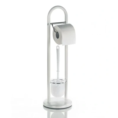 Image de Kela 20975 set WC support papier toilette + brosse, métal mat blanc, &#039;Linda&#039;