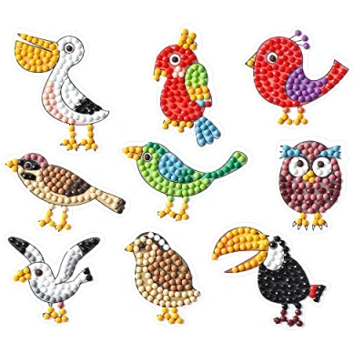 Image de Pracht Creatives Hobby Diamond Painting Stickerset, Motif Drôles d&#039;oiseaux, Set de Bricolage pour créer des Autocollants avec Pierres Brillantes, Enfants à partir 5 Ans