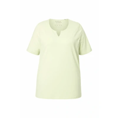 Image de Ulla Popken T Shirt, A Linie, Tunika Ausschnitt, Halbarm col en Goutte d&#039;eau, Pistache, 44 46 Femmes