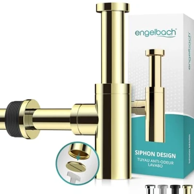 Image de Engelbach® Siphon Design pour lavabo Avec ouverture de nettoyage salle bain universel 1 1/4 x 32mm syphon anti odeur réglable
