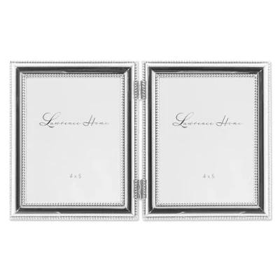 Image de Lawrence Frames 510745D double cadre photo plaqué argent avec perles 10 x 12 cm