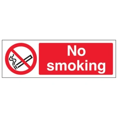 Image de vsafety 57001 ax r &quot;No Smoking signe Interdiction, en plastique rigide, paysage, 300 mm x 100 mm, noir/rouge