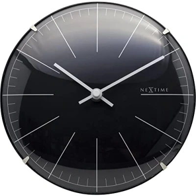 Image de NeXtime Table Murale en Verre Ø 20 cm Noir Grand Dôme à Rayures 19,5 x 0,04 3506ZW