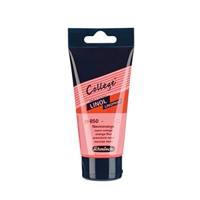 Image de Schmincke College® Linol, l&#039;encre pour linogravure, orange fluo en tube de 75 ml, 39850013, à base d&#039;eau, faible odeur, résistante la lumière, impression régulière.