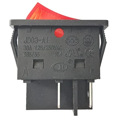 Image de JD03 A1 4 Broches Interrupteur à Bascule Grand Ccourant ON OFF Interrupteurs Bouton poussoir D&#039;alimentation pour Mmachine Souder Onduleur et Chaudière 30A 125/250V AC, Paquet de 2