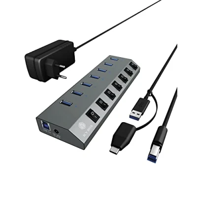 Image de ICY BOX IB HUB1701 C3 USB 3.2 Gen 1 (3.1 1) Type B 5000 Mbit/s Anthracite Neuf