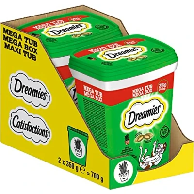 Image de Dreamies Catnip Friandises pour Chat à la Menthe Sacs croustillants de rêve avec Rembourrage délicat, 2 x 350 g