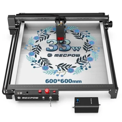 Image de Machine de gravure laser Mecpow X5 Pro 33 W, zone 600 x mm, point 0,08 0,1 mm avec assistance pneumatique automatique EU noir