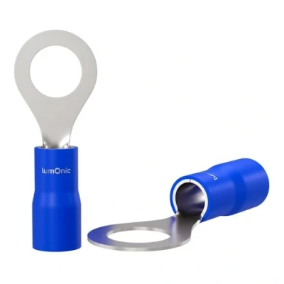 Image de Lumonic 25x cosse à oeillet M5 partiellement isolée 1,5 2,5mm² I bleue Set de cosses, oeillets M5, cosses oeillet,