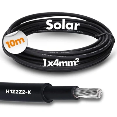Image de 10 mètres Lapp 1023759 H1Z2Z2 K, VERSION OPTIMISÉE 1x4 BK I Câble pour technique solaire l&#039;extérieur Résistant aux UV Sans halogène Robuste Étanche à l&#039;eau