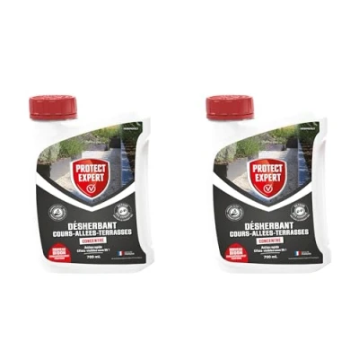 Image de PROTECT EXPERT 2 Désherbants Concentrés Grandes Cours Et Allées 2x700ml Elimine Les Mauvaises Herbes Mousses Par Contact PROCOUR700X2