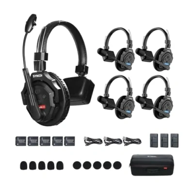 Image de SYNCO XTalk Système d&#039;intercom sans Fil avec Casque, Conception aléatoire pour Les tournages de Films, Spectacles sur scène et Performances scéniques (XTalk X5 (5PCS))