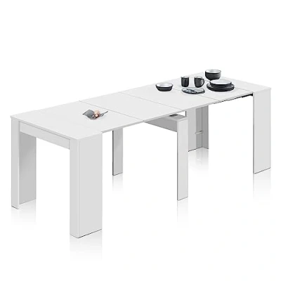 Image de Loungitude Table à manger extensible L51/237 cm Blanc brillant