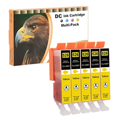 Image de D&amp;C 5X Jaune Cartouche d&#039;encre Compatible pour Canon CLI 526 Pixma IP4840 IP4850 IP4900 MG5140 MG5150 MG5240 MX710 MX715 MG6100 MG6150 MG6200 IP4950 IX6550 MG5250 MG5300 MG5350 MG6250