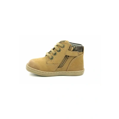 Image de Kickers Tackland, Bottes et Bottines Mixte Enfant, Camel Marron, 18 EU
