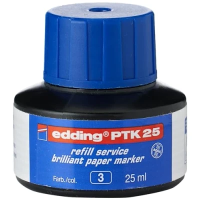 Image de Encre de recharge edding PTK 25 bleue ml avec système capillaire, idéale pour recharger proprement et simplement presque tous les marqueurs papier Brilliant.