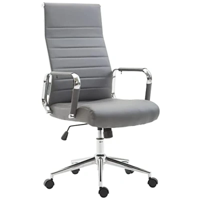Image de CLP Chaise De Bureau Ergonomique Kolumbus en Similicuir I Fauteuil Réglable Hauteur Pivotant Piètement Mécanisme A Bascule Intégré, Couleur:Gris