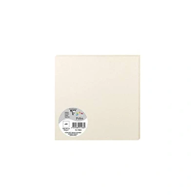 Image de Clairefontaine 1186C Paquet de 25 Cartes Simples Format Carré 16x16cm 210g/m² Coloris Ivoire Irisé Cartons d&#039;Invitation Evènements et Correspondance Gamme Pollen Papier Premium Lisse