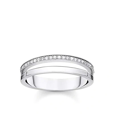 Image de THOMAS SABO TR2316 051 14 Bague double rangée en argent sterling 925 pour femme, Argent, Zircone cubique
