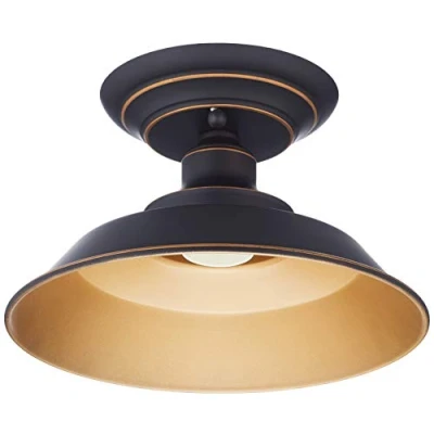 Image de Éclairage Westinghouse 63701 Luminaire de plafond d&#039;intérieur à une lampe Iron Hill montage semi encastré 22 cm, finition bronze huilé reflets