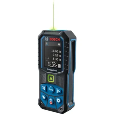 Image de Bosch Professional télémètre laser GLM 50 25 G (laser vert, portée : jusqu’à m, robuste, IP65, ± 1,5 mm*, 2 piles AA, dragonne, housse)