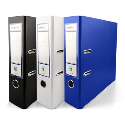 Image de Netuno 3x classeur à anneaux couleurs noir blanc bleu A4 mécanisme 2 8cm plastique éco d&#039;école pour documents de format levier