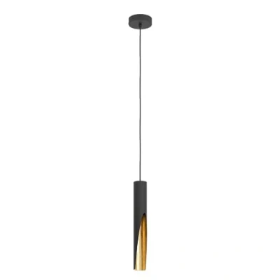 Image de Eglo Suspension luminaire LED Barbotto, lampe de plafond suspendue pour salon et salle à manger, éclairage indirect, métal noir doré, avec ampoule GU10, blanc chaud