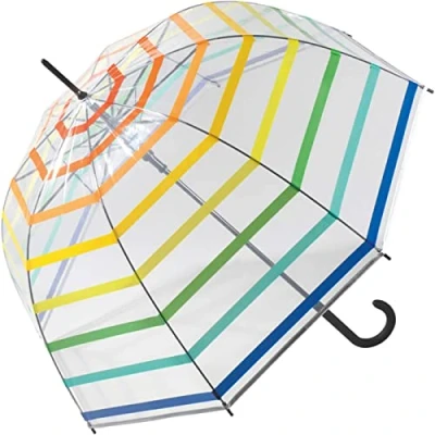 Image de Benetton Parapluie cloche automatique transparent Dip Dye, Transparent/multicolore, 105 cm,