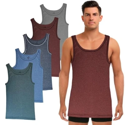 Image de SGS 5er Pack : Maillots de Corps élégants pour Hommes &amp; débardeurs en Blanc Noir ou Multicolore idéal comme Maillot Musculation