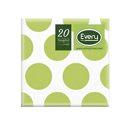 Image de Every e243 d100 Tissue Serviette, Papier, Vert, 24 x 0.54 cm, 20 unités