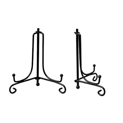 Image de Jieddey Présentoir de Fer,2 PCS Support Plaque Fer Noir pour Photos Cadres Assiette Oeuvre Table Décoration 5 Pouces