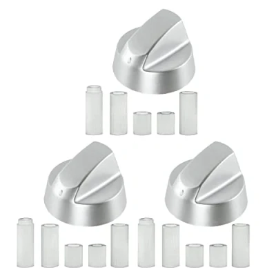 Image de spares2go cadran de contrôle/pour AEG Four et Plaques Cuisson (Argent, Lot 1,2,3,4,5 ou 6 + Adaptateurs) Pack Quantity: 3