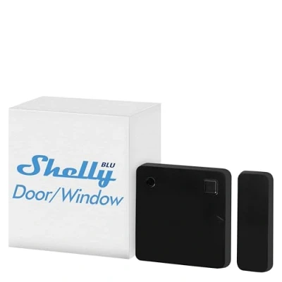 Image de Shelly Blu Door/Window Noir Détecteur d’Ouverture Porte/fenêtre Bluetooth, App iOS Android, Capteur LUX et Inclinaison, Alarme domotique, BTHome, Alexa, Google Home, iOS, Android