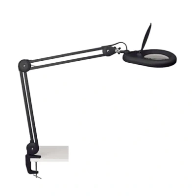 Image de MAUL Lampe Loupe MAULviso à pince pour des travaux en atelier et au bureau Eclairage avec 54 LED eclairante 6.500 Kelvin grossissement 1,75 fois Noir