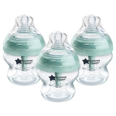 Image de Tommee Tippee Lot de 3 biberons anti coliques avancés avec tétine à débit lent, 150 ml, 0 m +, auto stérilisant, essentiels d&#039;alimentation pour bébé