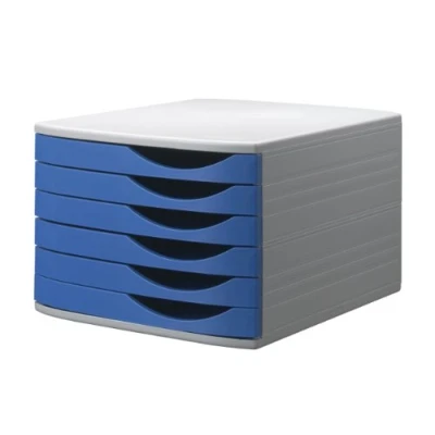Image de Jalema 2686356160 Class&#039;box 6 petits tiroirs Gris clair/Bleu